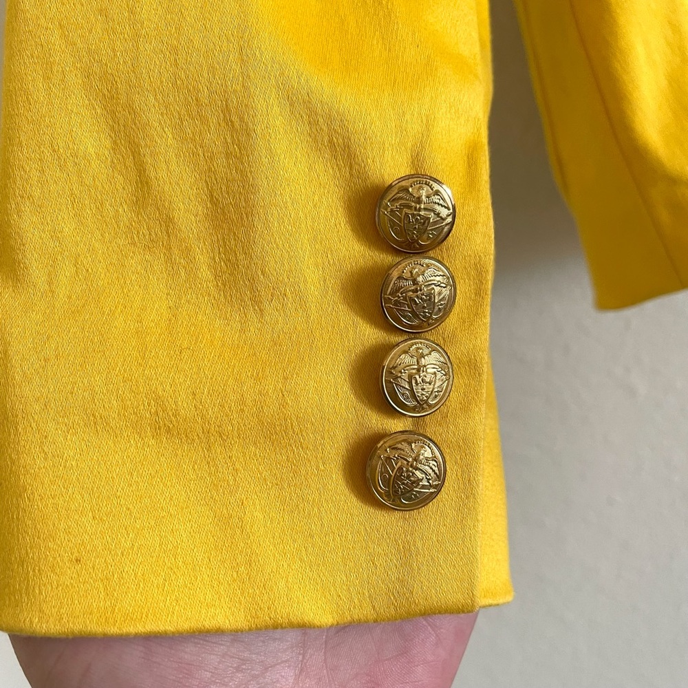 Vintage RALPH Ralph Lauren mustard yellow blazer jacket w/gold buttons SZ 10 - Picture 7 of 17